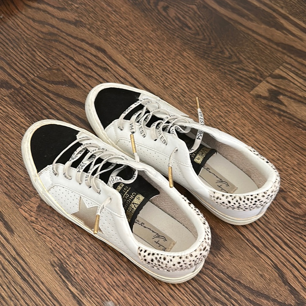 Vintage Havana cheetah, shiny star, gold accent sneakers